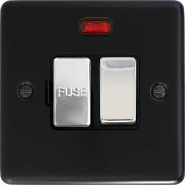 flat black switched fused spur with neon (chrome switch) front fc20825