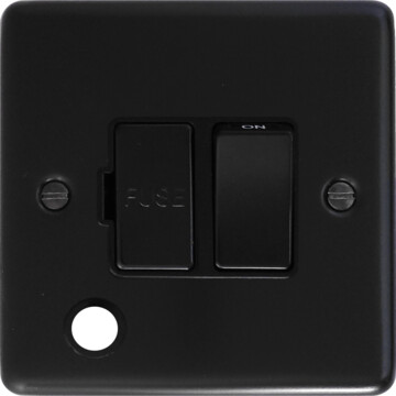 flat black switched fused spur outlet with flex outlet front fc20825