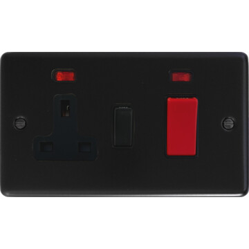 flat black cooker switch with socket front fc20825