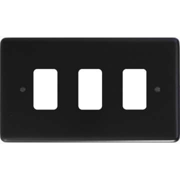flat black grid plate (3 gang) front fc20825