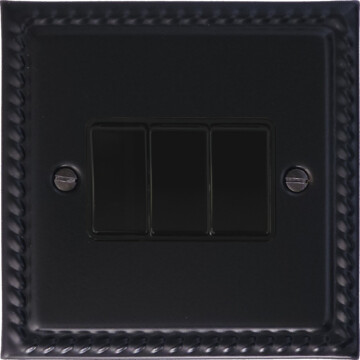 georgian black light switch (3 gang/black switches) front fc20825