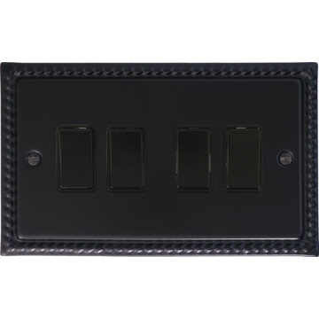 georgian black light switch (4 gang/black switches) front fc20825