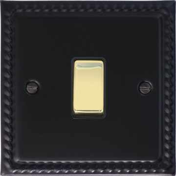 georgian black light switch (1 gang/black insert/polished brass switch) front fc20825
