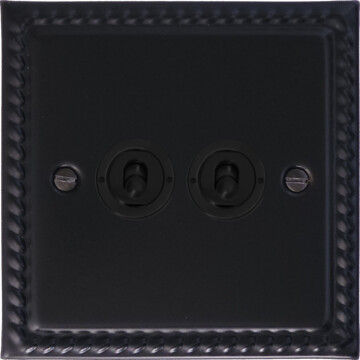 monarch black toggle switch (2 gang/matt black toggles) front fc20825