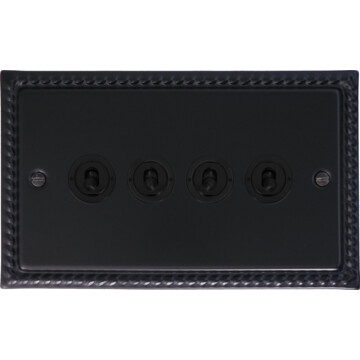 monarch black toggle switch (4 gang/matt black toggles) front fc20825