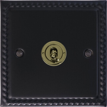 georgian black toggle switch (1 gang/polished brass switch) front fc20825