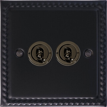 georgian black toggle switch (2 gang/black nickel toggle) front fc20825