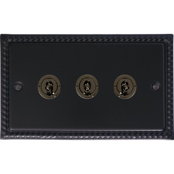 georgian black toggle switch (3 gang/black nickel toggle) front fc20825