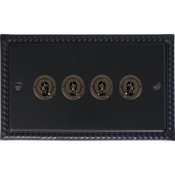 georgian black toggle switch (4 gang/black nickel toggle) front fc20825