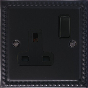 georgian black single socket (black switch) front fc20825