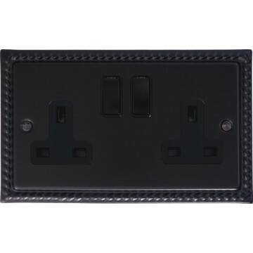 georgian black double socket (black switches) front fc20825