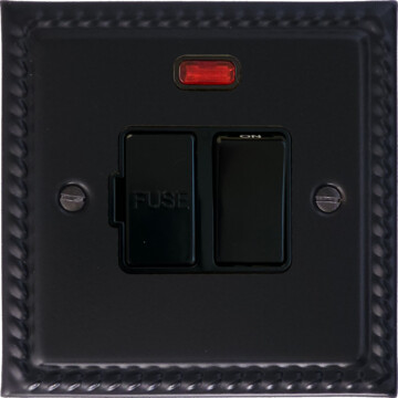 georgian black switched fused spur with neon (black switch) front fc20825