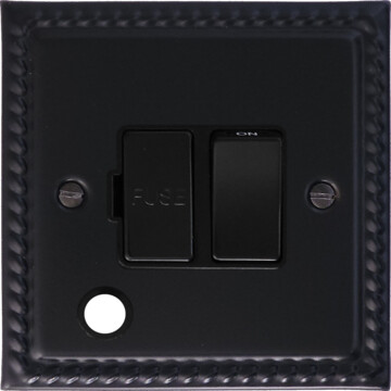 georgian black switched fused spur with flex outlet (black switch) front fc20825