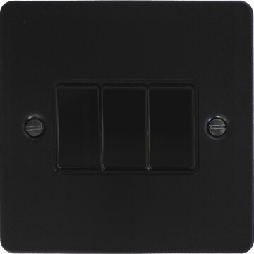 flat black light switch (3 gang/black switch) front fc20825