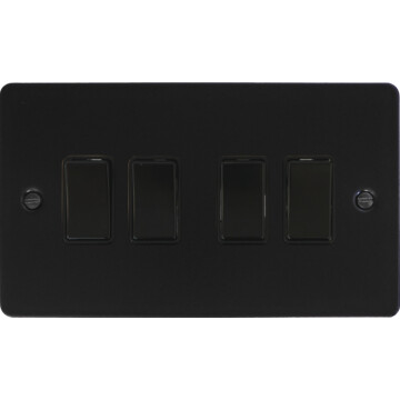 flat black light switch (4 gang/black switch) front fc20825