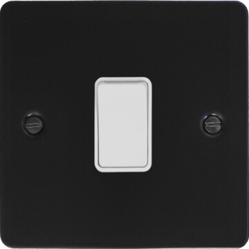flat black light switch (1 gang/white switch) front fc20825