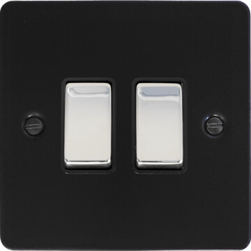 flat black light switch (2 gang/polished chrome switches) 419080 front fc20825
