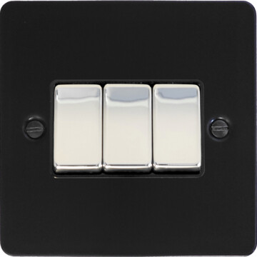 flat black light switch (3 gang/polished chrome switch) 419081 front fc20825