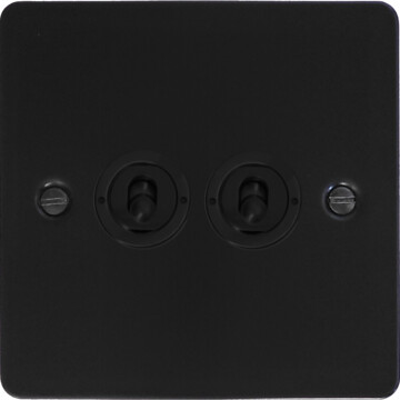 flat black toggle switch (2 gang/flat black toggle) front fc20825