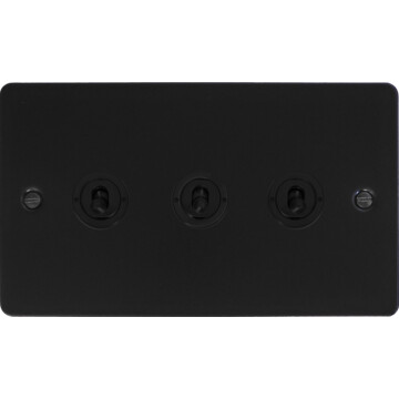 flat black toggle switch (3 gang/flatblack toggles) front fc20825