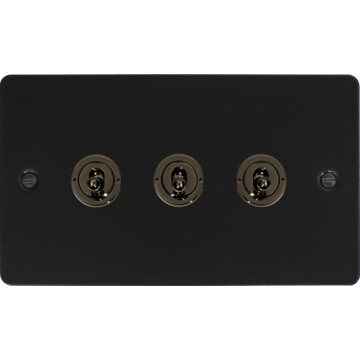 flat black toggle switch (3 gang/black nickel toggle) front fc20825