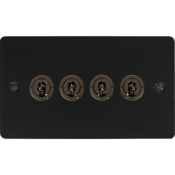 flat black toggle switch (4 gang/black nickel toggle) front fc20825