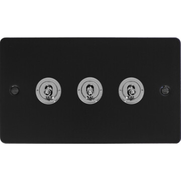 flat black toggle switch (3 gang/polished chrome toggle) front fc20825