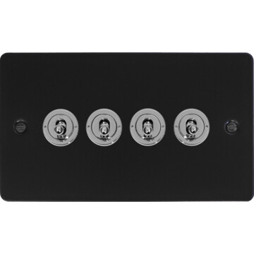 flat black toggle switch (4 gang/polished chrome toggle) front fc20825