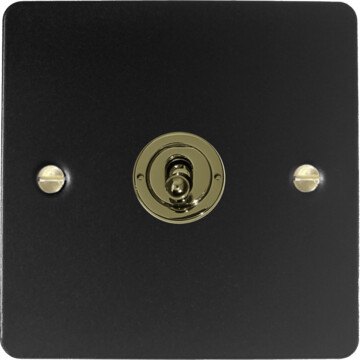 flat black toggle switch (1 gang/polished brass toggle) front fc20825