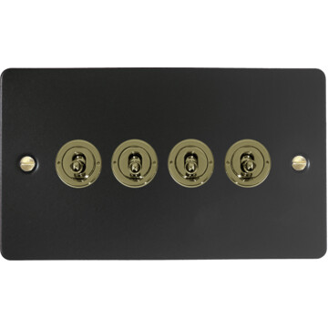 flat black toggle switch (4 gang/polished brass toggle) front fc20825