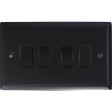 spectrum flat black switch (4 gang) front fc20825