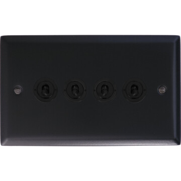 spectrum matt black toggle switch (4 gang/matt black toggles) front fc20825