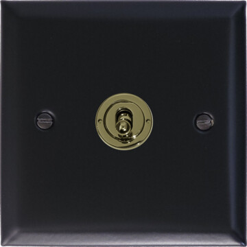 spectrum flat black toggle switch (1 gang/polished brass toggle) front fc20825