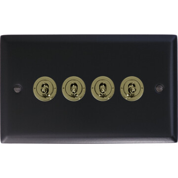 spectrum flat black toggle switch (4 gangpolished brass toggles) front fc20825