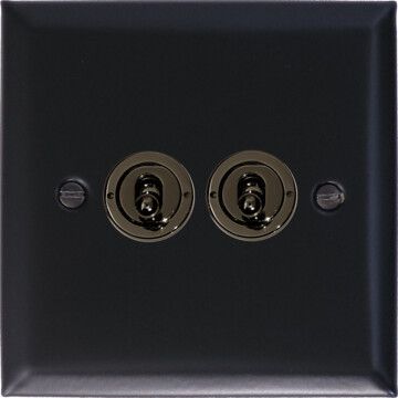 spectrum flat black toggle switch (2 gang/black nickel toggle) front fc20825
