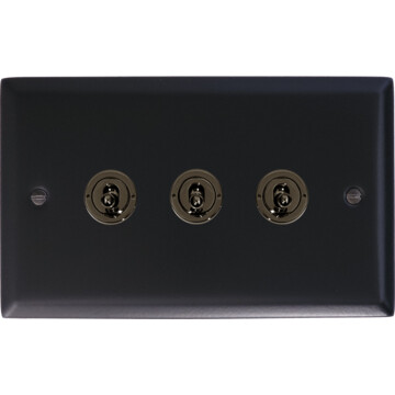 spectrum flat black toggle switch (3 gang/black nickel toggle) front fc20825