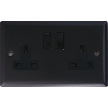 spectrum flat black double socket front fc20825
