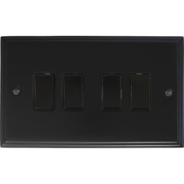 victorian matt black light switch (4 gang) front fc20825