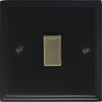 victorian matt black light switch (1 gang/antique brass switch) front fc20825