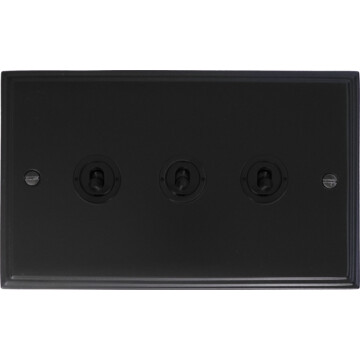 victorian matt black toggle grid plate (3 gang/matt black toggles) front fc20825