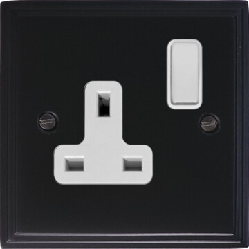 victorian matt black single socket (white inserts) front fc20825
