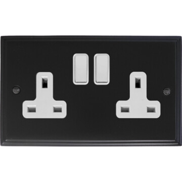victorian matt black double socket (white inserts) front fc20825