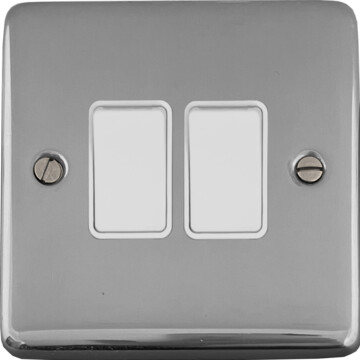 polished chrome light switch (2 gang/white switches) front fc20825