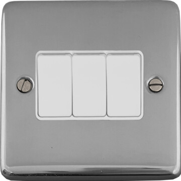 polished chrome light switch (3 gang/white switches) front fc20825