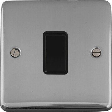 polished chrome light switch (black switch/1 gang) front fc20825