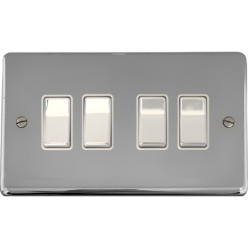 polished chrome light switch (4 gang/white insert/chrome switches) front fc20825