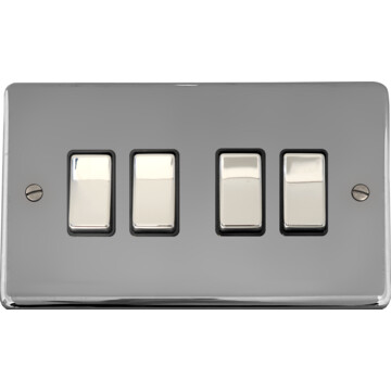 polished chrome light switch (4 gang/black insert/chrome switches) front fc20825