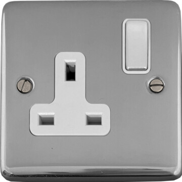polished chrome single socket (white insert/chrome switch) front fc20825