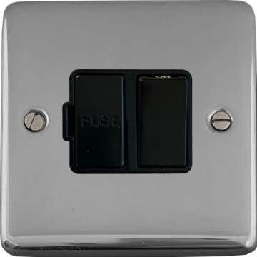 polished chrome switched fused spur (black switch) front fc20825