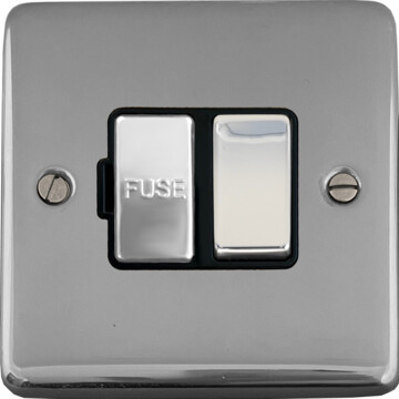 polished chrome switched fused spur (black insert/chrome switch) front fc20825